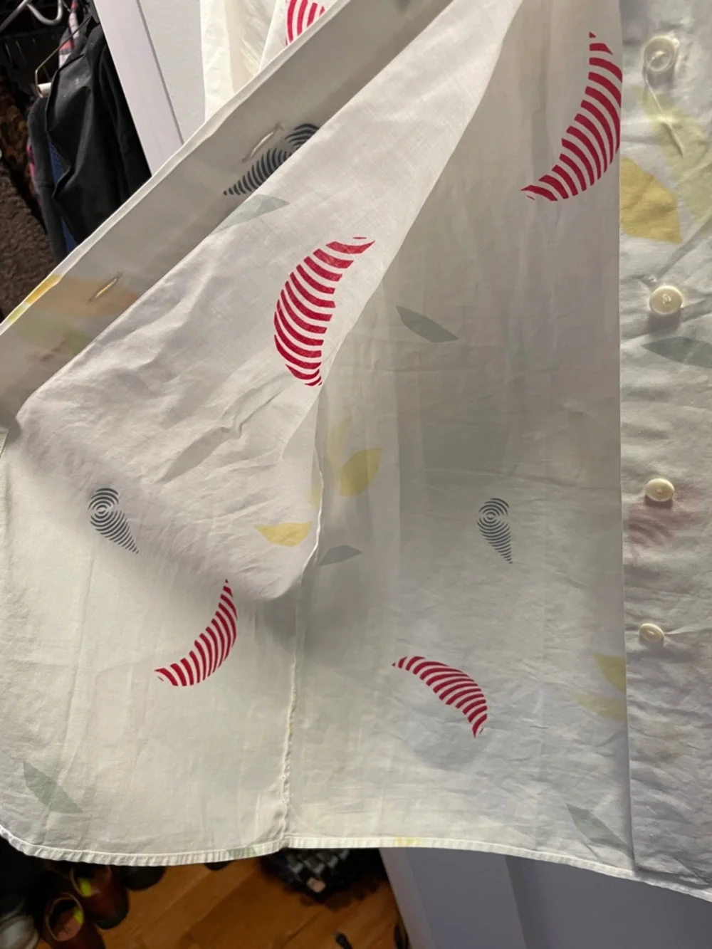 Vintage French Short-Sleeve Printed Button-Up Shirt - Cacharel Size XS - Picture 5 of 7